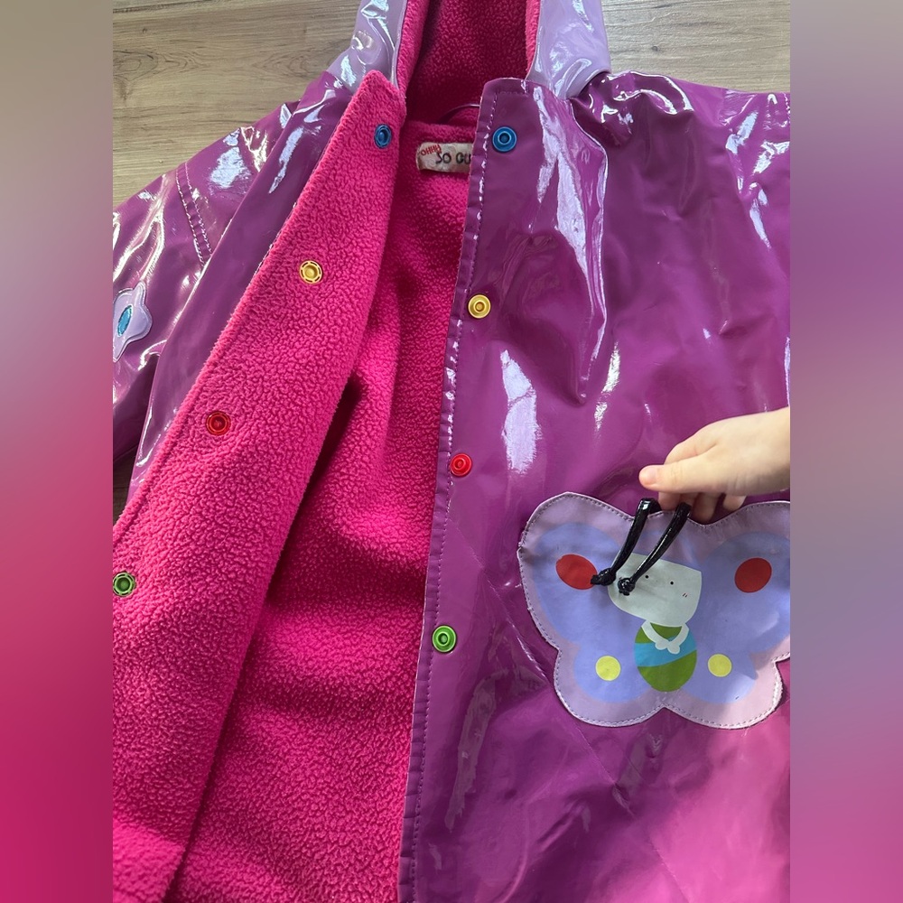 Kids Purple Raincoat with Butterfly Design - Picture 2 of 4